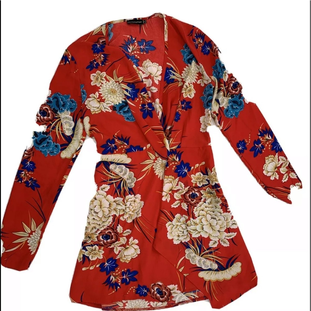 Pretty Little Thing Red Floral Dress